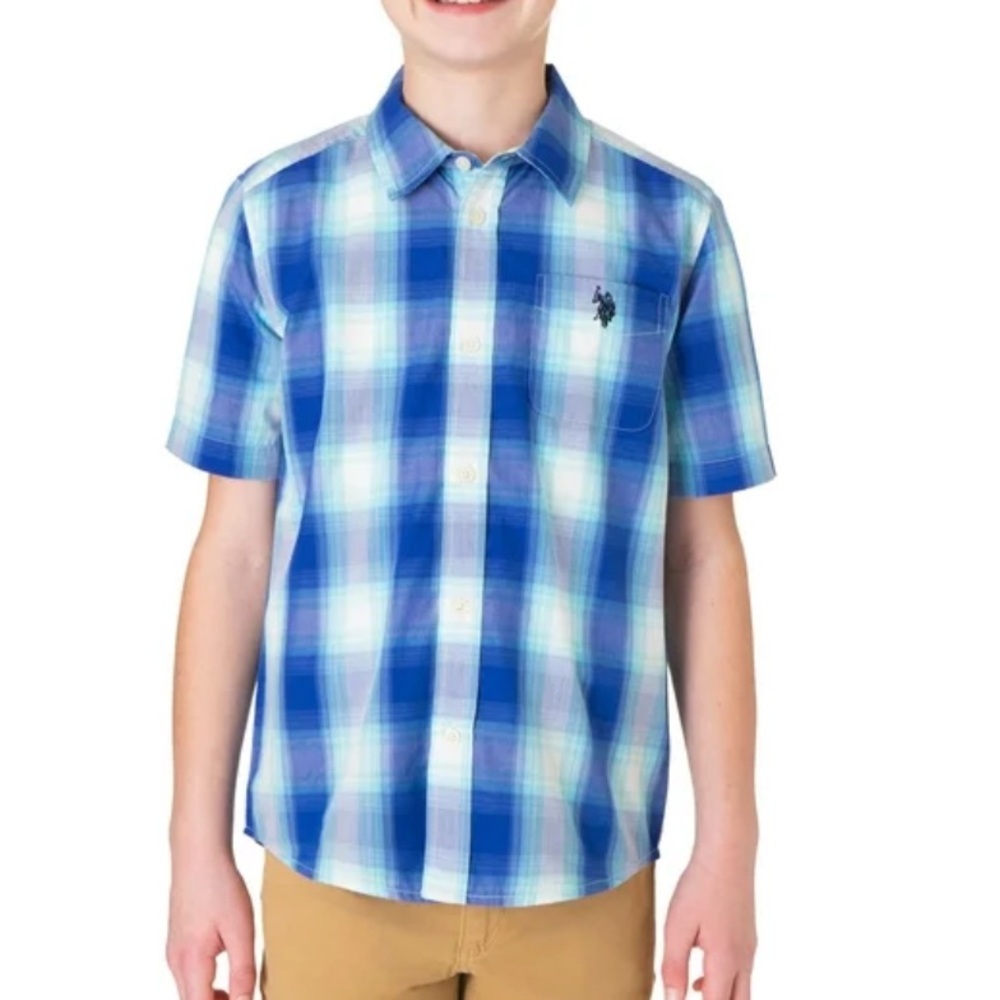 U.S. POLO ASSN. Boys Blue Plaid Shirt